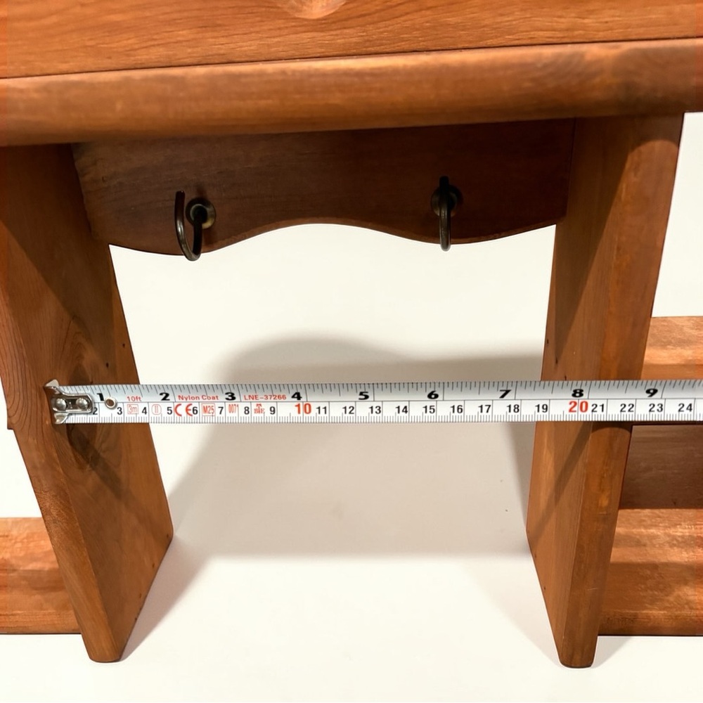 Vtg 1980 Heart Cutout Solid Wood Wall Display Shelf Organizer W/ Hooks & Cubbies - Picture 12 of 16